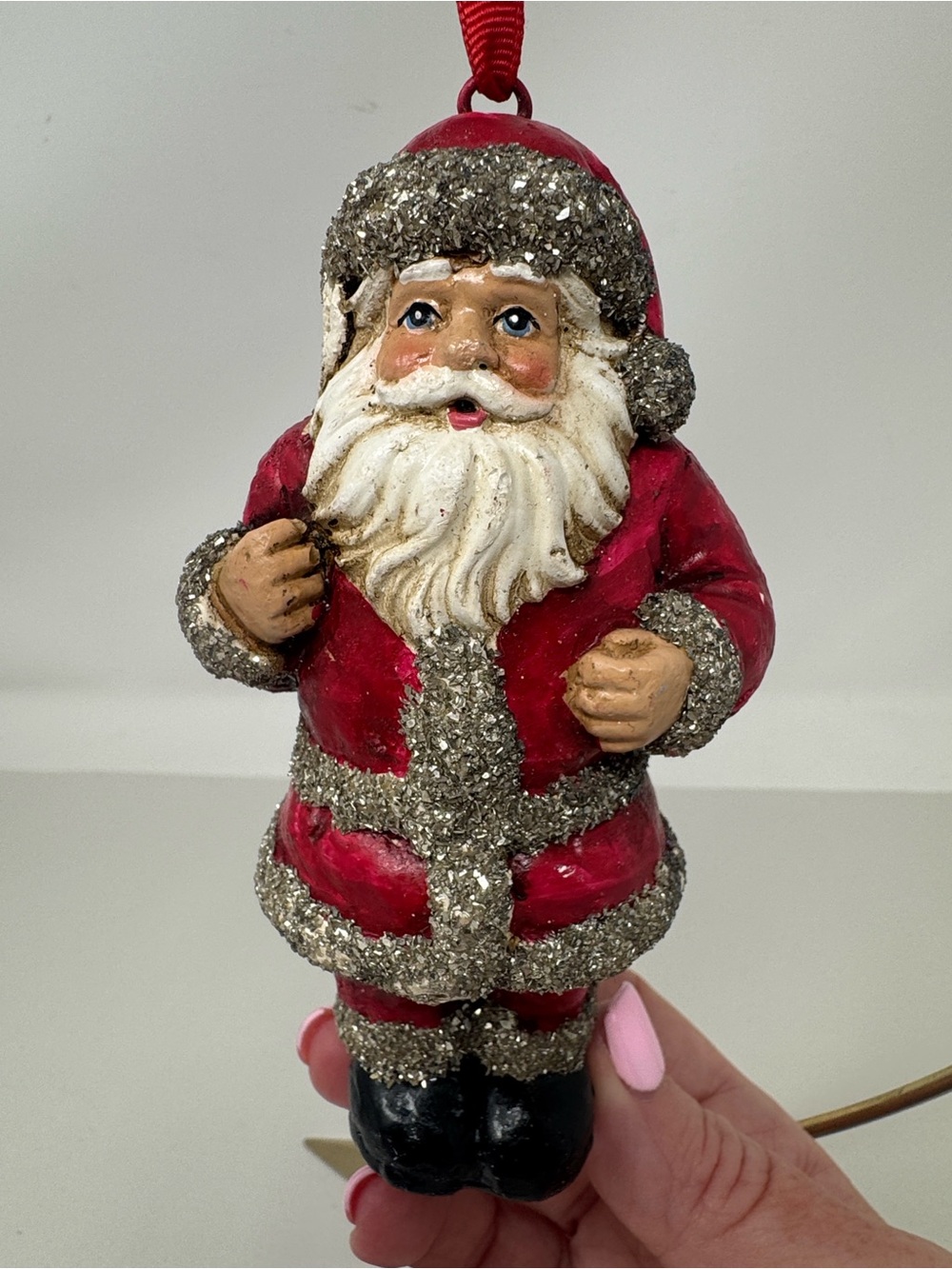 POTTERY BARN SANTA CLAUS CHRISTMAS ORNAMENT RESIN DISTRESSED